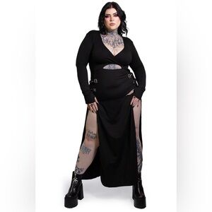 Forest Ink Nightshade Gothic Maxi Dress in Black